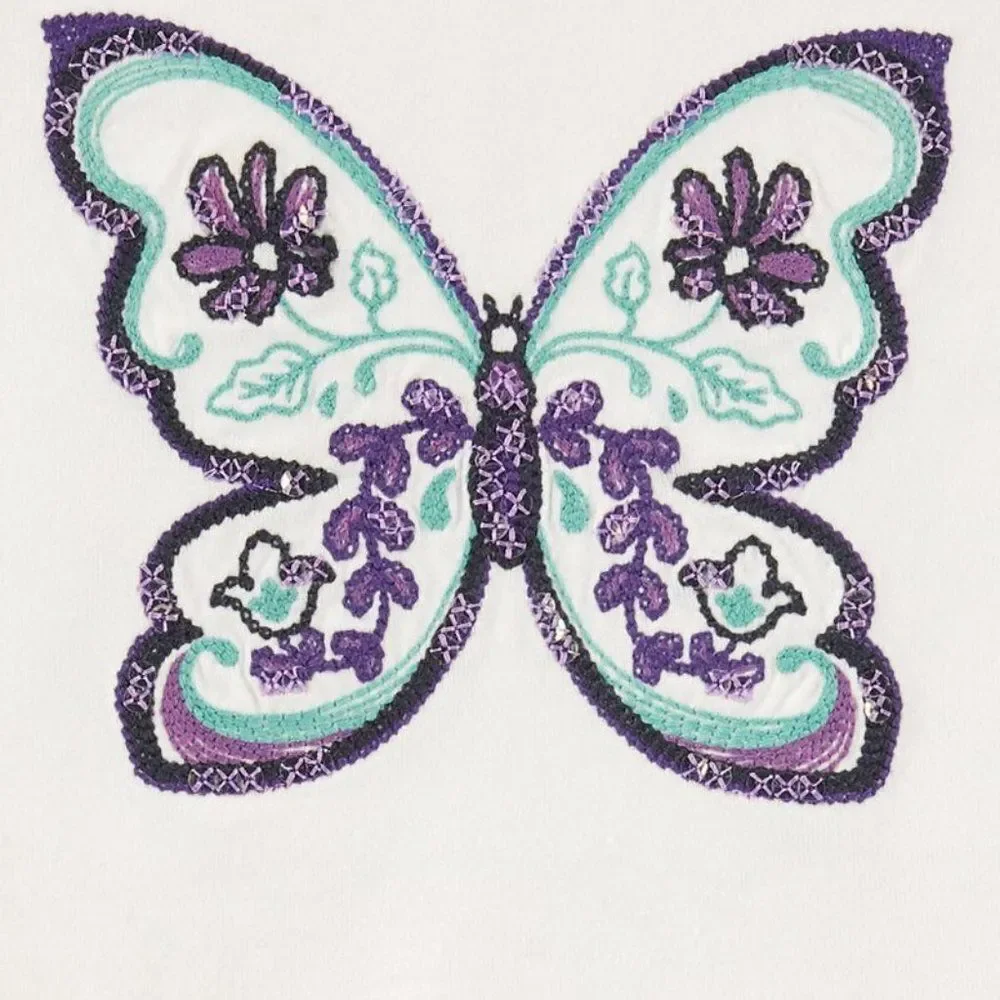 Girls OshKosh Butterfly Sequin Long Sleeve Top‎ Shirt 4T New